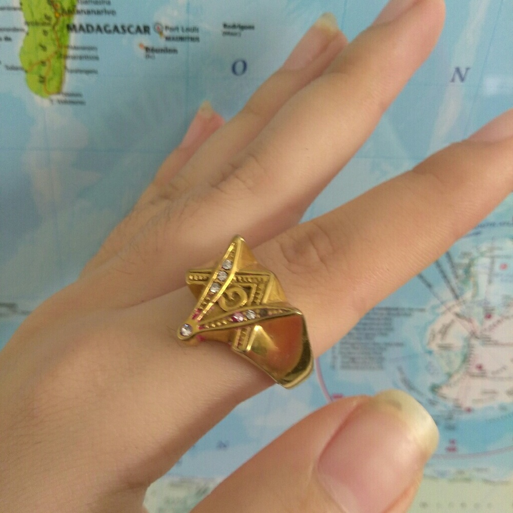 Gold plated freemason ring